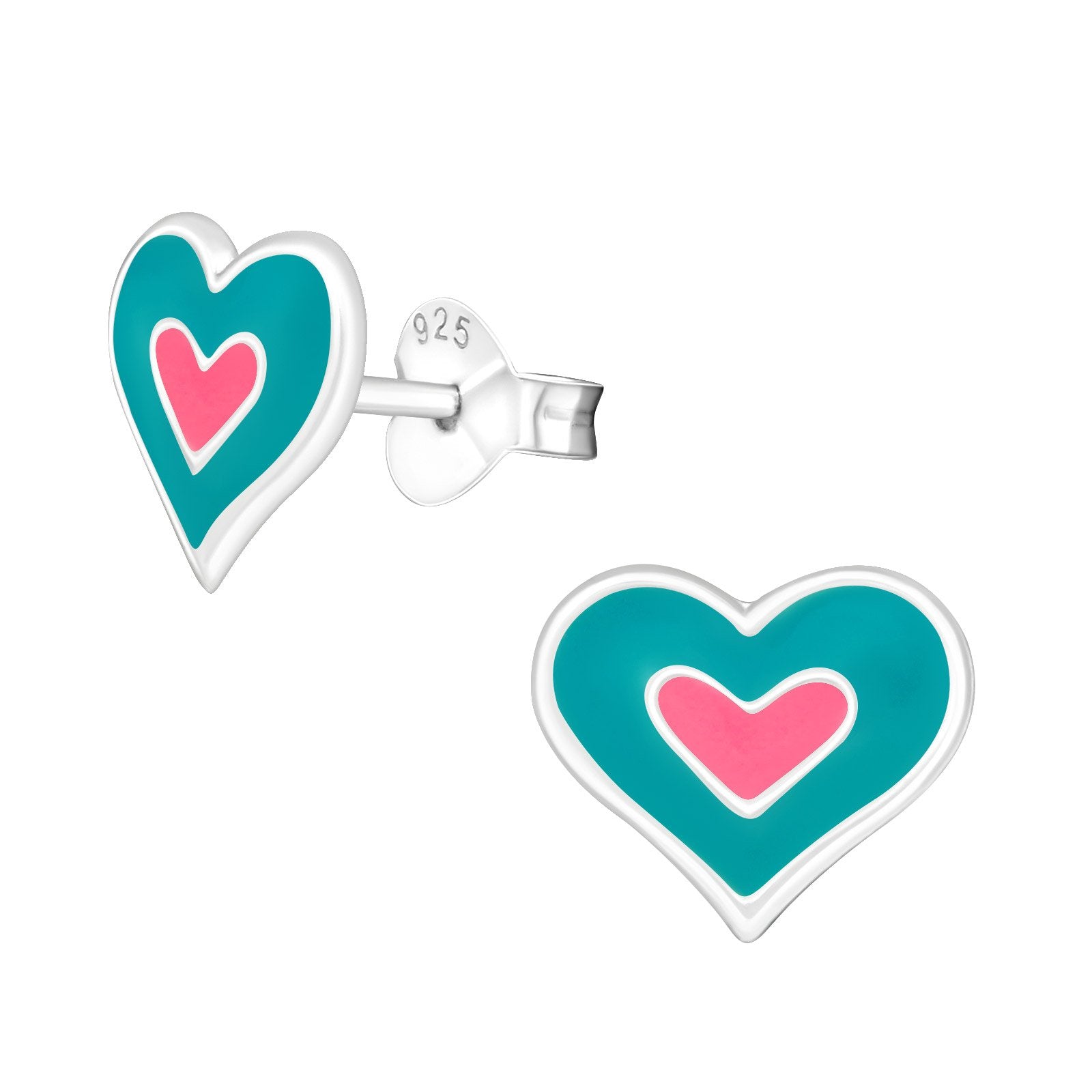 Blue And Pink Heart Earrings