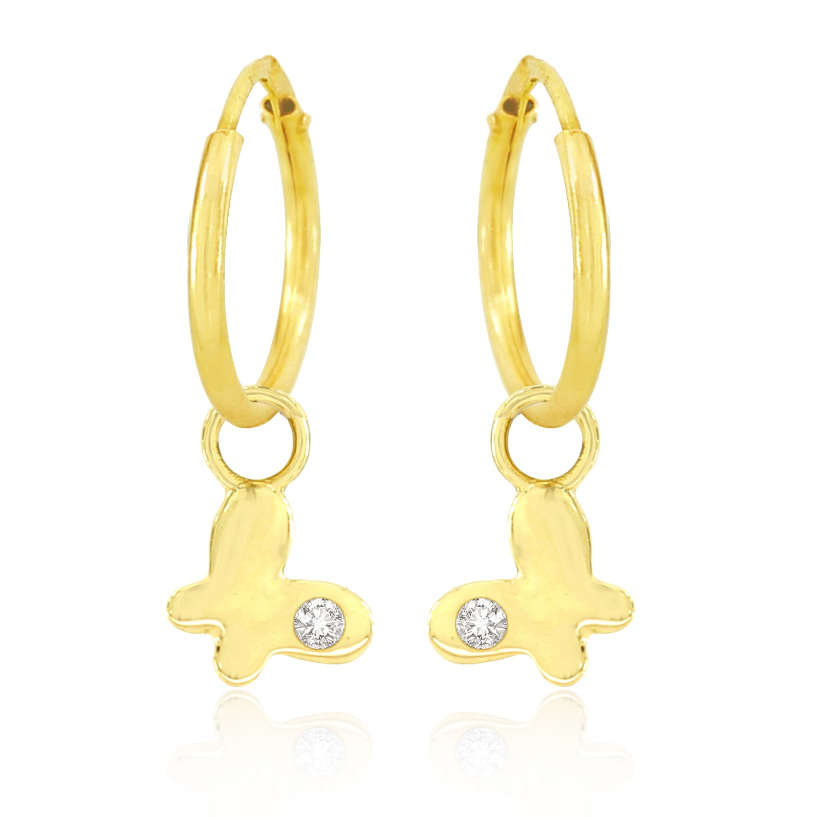 Butterfly charm and Hoop Earrings